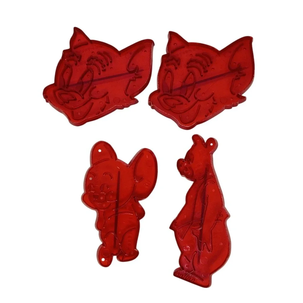 Vintage Tom & Jerry‎ Red Clear Plastic Loew's Incorporated 1956 Cookie Cutters